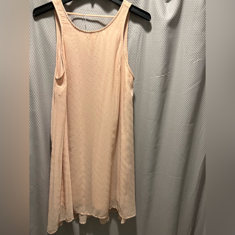 Lush brand. Nordstrom. Light weight blush colored dress with small gold dots